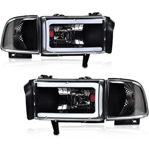 PIT66 Pair Headlight LED Light Strip w/o Bulbs Compatible with Dodge Ram 1500 1994-2001/Ram 2500 3500 1994-2002 (Not Fit Sport & Ram Van Model) Headlamps Clear Lens Black Housing Clear Refelector