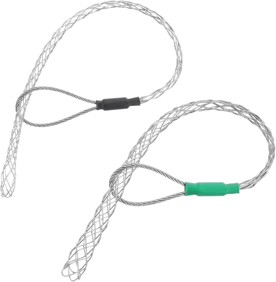 MECCANIXITY Cable Pulling Grip for 6-10mm+12-15mm Cable(Black+Green) 26/37cm,0.85/1.21FT Wire Mesh Puller Socks Grip Single Head Galvanizing Steel Wire Grips Net Cover Smooth