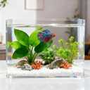 3 Gallon Acrylic Fish Tank with Mat, Small Aquarium for Raising Betta Fish, Goldfish, Snails, Snakes, Shrimp, and Aquatic Plants, Easy to Maintain