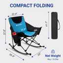 KINGROCK Oversized Rocking Camping Chair with Headrest and Carry Bag, 260LBS Capacity Folding Portable Camp Chairs for Adults, Recliner for Outdoor, Beach, Fishing, Travel, Sports Games, Blue, 35.4"D x 22.4"W x 37.8"H