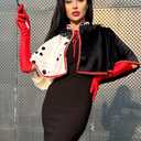 CWDGAGANB Deville Costume Women Black White Devil Accessories Shawl Dalmatian Costume Adult with Red Gloves