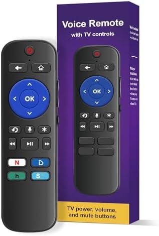 Voice Universal Remote Control, for Roku Stick Remote Replacement, for Roku Streaming Players, Steaming Sticks, Audio and TVs, with 4 App Shorcut Keys