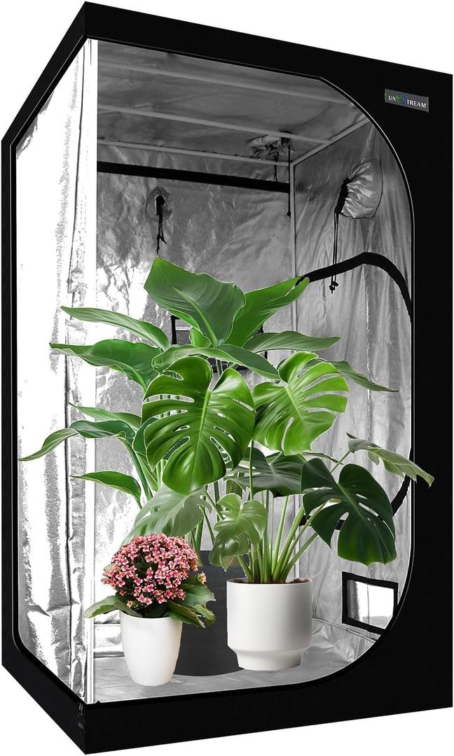 SunStream 3x3 Grow Tent, 32"x32"x64" High Reflective 600D Mylar with Viewing Window and Removable Tray for Hydroponics Indoor Growing for LED Grow Lights (Black)