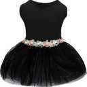 CuteBone Black Tulle Skirt Dog Wedding Bridesmaid Dress for Puppy with Lace Trim at Waist - Comfortable, Stylish, and Perfect for Special Occasions HBQ04S (Small)