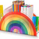 Pen Holder for Desk, Rainbow Pencil Holder, Acrylic Pencil Cup, Teacher Supplies for Rainbow Classroom Decor, Cute Desk Organizer for Kindergarten, Office, Crayon Marker Art Supply Storage
