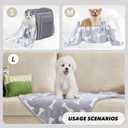 1 Pack 3 Puppy Blankets Super Soft Warm Sleep Mat Grey Cute Print Fluffy Fleece Pet Flannel Throw Dog Blankets for Small Dogs Cats,Star&Bone&Love-Medium(29"x20")