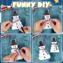 6Pcs Retro Winter Snowman Wooden Decoration Christmas Black White Table Centerpiece with Plaid Ribbon Xmas Rustic Farmhouse Tired Tray Blocks for Home Mantel Fireplace Tabletop