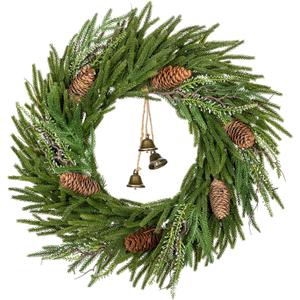 Briful Norfolk Pine Christmas Wreaths for Front Door, 20 inches Artificial Green Wreath with Pinecones Decorative Bells for Xmas Room Wall Kitchen Mantle Outdoor Porch Decor Briful Norfolk Pine Christmas Wreaths for Front Door, 20 inches Artificial Green Wreath with Pinecones Decorative Bells for Xmas Room Wall Kitchen Mantle Outdoor Porch Decor