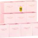Criusia Storage Cubes- 11 Inch Cube Storage Bins for Organizing Shelves - Nursery Closet Organization Bins for Clothes Blanket - 10 Pack Collapsible Decorative Storage Box for Living Room (Pink)