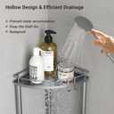 ELYKEN Corner Shower Caddy Standing, 3 Tier Rustproof Metal Shower Organizer with Soap Holder, Floor Shower Corner Shelf Rack Storage Stands with Adjustable Feet & 2 Hooks for Bathroom, Silver