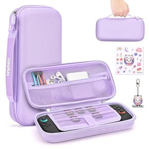 innoAura Switch 2 Carrying Case for NS Switch 2 (2025), with 9 Game Card Slots, Protective Travel Storage Case, Cute Pendant and Sticker, Purple