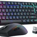 Redragon S107KS Wireless Gaming Keyboard and Mouse, RGB Backlit, 3 Mode (Wired/2.4G/BT), Up to 10,000 DPI Gaming Mouse with Software, Ultra Lightweight 65g, 25 Key Anti-Ghosting Keyboard for PC