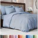 Duvet Cover Queen Size - Extra Soft Queen Size Duvet Cover - Lightweight, Breathable, Easy Care & Fade Free w/Zipper Closures & Ties - 90" x 90" Inches - (Heathered Blue) Comforter Not Included