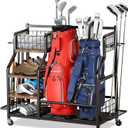 BeGuo Golf Bag Storage Garage Organizer, Golf Accessories Rack, Golf Storage Stand Fit for 2 Golf Bag and Golf Clubs&Golf Balls, Sports Equipment Organizer as Fishing bags, Tennis Rackets, Skateboard