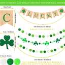 Lucky Banner, 4 Pcs St. Patricks Day Decoration Burlap Bunting Pennant and Felt Shamrock with Green White Pom Pom Ball Garland Irish Lucky Day Party Hanging Decor for Home Mantel Office Classroom