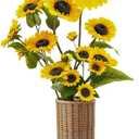 Riceshoot 4ft Large Artificial Sunflower with Woven Basket