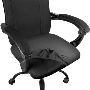 Thyores 2 Pcs Office Computer Chair Seat Covers, Removable Washable Anti-dust Desk Chair Seat Slipcovers Protectors - Black