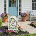5 x CROWNED BEAUTY Spring Home Sweet Home Garden Flag Eucalyptus Welcome 12x18 Inch Double Sided Small Floral Seasonal Holiday Decoration for Outdoor Lawn Yard