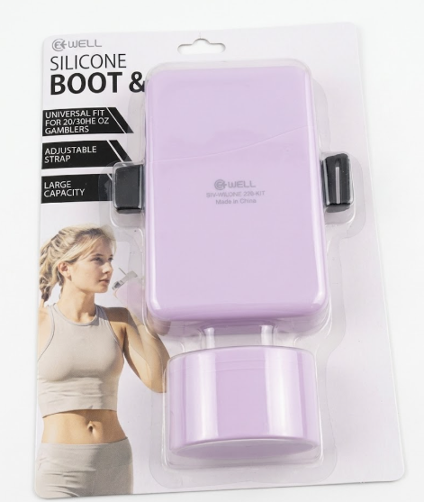 B.WELL Universal Fit Silicone Protective Boot and Detachable Tumbler Storage Pouch Set for 20/30/40 oz Water Bottles and Tumblers, Soft Lavender Purple