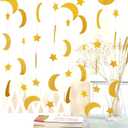 50ft Glitter Moon & Stars Garlands, 6 Pack Gold Double-Side Crescent and Twinkle Stars Paper Hanging Decorations for Birthday Party Baby Shower Engagement Wedding for Nursery Kids Room Home Bedroom
