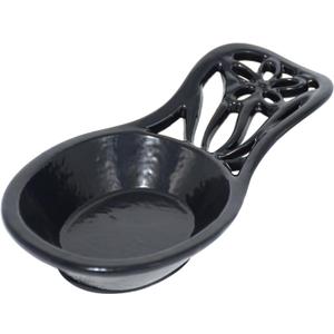 MINLUFUL Spoon Rest,Vintage Robust & Unbreakable Cast Iron Spoon Rest Holder for Stove Top/Kitchen Counter, Heat-Resistant Utensil Rest for Spoons/Ladles/Tongs, Housewarming Vintage Decor,Black