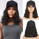 HANYUDIE Hat Wig for Women Wig Cap with Curly Hair Extensions Hat with Hair Wave Adjustable Baseball Cap Wigs