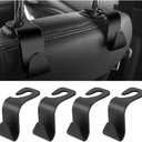 4PCS Car Seat Headrest Hooks, Automotive Seatback Hangers Holder, Stylish Vehicle Seat Back Storage Organizer for Purses, Handbags, Clothes, Universal for RV, SUV, Truck (Black)