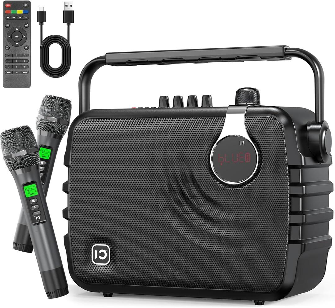 SHIDU 135W Power Voice Amplifier with 2 Wireless Bluetooth Microphones, Professional Microphone with Speaker Portable PA System & Karaoke Machine for Adults Support USB/TF Card/Aux/Guitar K6