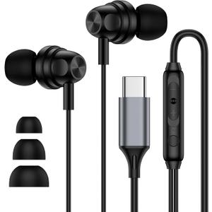 USB C Samsung Headphones Wired Earbuds for Samsung Galaxy A16 A36 5G A56 A15 A14 A17 A54 A35 S26 Ultra S25 FE S24 S23 S22 S21 Wired Ear Buds Type C Earphone with Microphone Volume Control Bass Stereo