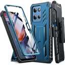 FNTCASE for Moto-G 2026/2025 Case: for Motorola Moto G Play 2026 5G Military Grade Cell Phone Cover with Kickstand & Belt Clip Holster Matte Textured Rugged Shockproof Protector Blue