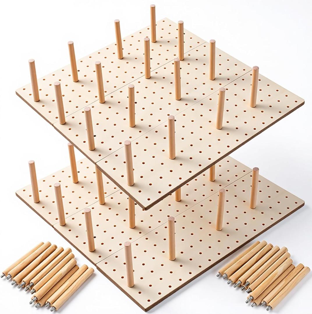 6 Pcs Wood Pegboard Drawer Organizer with 48 Pegs, Wooden Peg Board Drawer Shelf Organizer Adjustable Peg Drawers Organizers for Kitchen Dishes Plate Pegboard Food Containers(17x5.91, Wood)