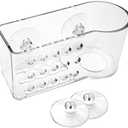 AMUONTY Sponge Holder for Kitchen Sink Suction,Plastic Sink Brush Sponge Caddy Sink Organizer-(5.7" x 2.4" x 3.1"),Clear