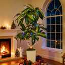 Artificial Dracaena Plant 5FT - Fake Tree with Tall Planter and Fairy Lights, Artificial Trees Faux Yucca Plants Indoor, Fake Plants for Home Office Living Room Decor Christmas