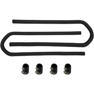BLACKHORSE-RACING 44" Black Chrome Flexible Stainless Steel Heated Hose Kit Chrome Caps