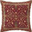 Vintage Tapestry Red Boho Floral Carpet Velvet Throw Pillow Covers 18"x18" Retro Decorative Pillows Cover Soft Cushion Case for Sofa Living Room Bedroom