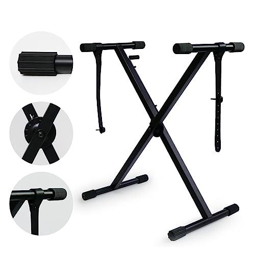 The ONE Single-X Keyboard Stand, Pre-Assembled X-Style Keyboard Stand with Locking Straps & Quick Release Mechanism, Adjustable Piano Stand