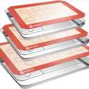 Stainless Steel Baking Sheet Tray Cooling Rack with Silicone Baking Mat Set, Cookie Pan with Cooling Rack, Set of 9 (3 Sheets + 3 Racks + 3 Mats), 10/12/16 Inch, Easy Clean