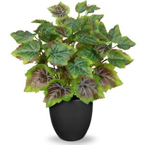 14.5" Artificial Plants Indoor Home Decor, Fake Potted Silk Plants for Shelves Living Room Decorative, Small Artificial Office Desk Plants in Pots, Faux Grape Leaf Vine Hope Tropical House Plant (# Rusted Green)