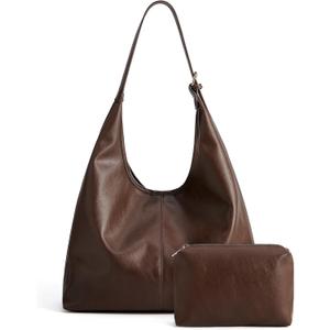 Missnine Hobo Bags Purses for Women, Soft Shoulder Bag Vegan Leather Tote Crossbody Purse Ladies Slouchy Handbag with Pouch