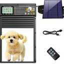 DGRTDZ Dog Door, Solar & USB Rechargeable Pet Door, Radar, Timer & Light Sensor Modes Doggy Door, Durable Aluminum & Weatherproof 10"×13" Doggie Door, for Small Dogs, Cats, Pets Up to 45 lbBlack