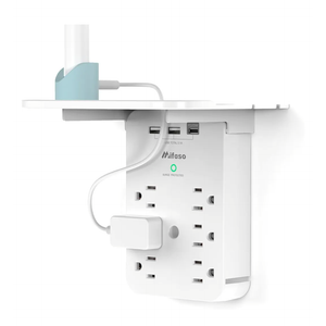 Outlet Extender with Shelf, Mifaso Surge Protector 6 AC Multi Plug Wall Outlets and 3 USB Ports, PD 20W USB-C Charger, Outlet Splitter for Bathroom Home
