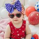 2 Pack 4th of July Baby Girl Bows,Large Double Bows Headband with Star Handmade Stretchy Hairbands for Newborn/Infant bows.or 1-3 Year Kids