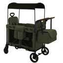 Wagon Stroller for 2 Kids, Foldable All-Terrain Wagon for Kids with Canopy, Adjustable Push and Pull Handles,Convertible High Seat & Organizer, 5 Point Harness (Green)