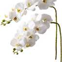 2Pcs White Orchids Artificial Flowers 38" Long Stem Fake Orchid,Real Touch Latex Faux Phalaenopsis with 9 Large Orchids for Home Dcor Centerpiece Arrangements