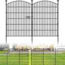 10 Panels No Dig Decorative Garden Fence with Gate - 40 in (H) x 23.6 ft (L), Dog Fence Outdoor for Yard, Rustproof Metal Animal Barrier Ground Stakes Fencing for Garden, Patio, Flower Bed