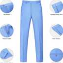 Mens Suit 2 Piece Suits for Men One Button Slim Fit Solid Jacket & Pants Tuxedo Set Business Wedding Party (Blue, L)