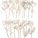 16 Pcs Wooden Flowers Cutout Signs Unfinished Wildflowers Stems for Painting Decorations Art DIY Home Crafts
