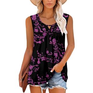 Casual Summer Shirts for Women Flowy Tunic Tops Fit and Flare Floral Blouses, Small