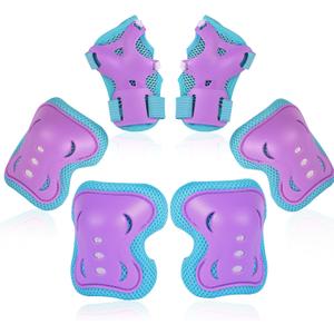 Youth/Kids Knee Pads Elbow Pads Wrist Guards Set for 3-15 Years Kids Protective Gear Set for Roller Skates Cycling Skateboard BMX Bike Inline Skating Scooter Riding and Other Outdoor Sports (Blue+Purple)