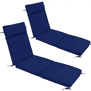 Chaise Lounge Cushion 72x21x3 Inch ?Set of 2 Outdoor Lounge Chair Cushions, Lounger Pad Replacement with Fade-Resistant, Removable & Machine-Washable Covers, Ideal for Patio Chaise Chairs, Navy Blue